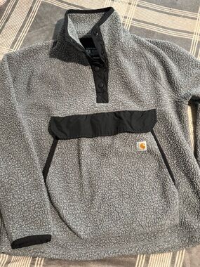Carhartt Gray Sherpa Pullover with Black Accents